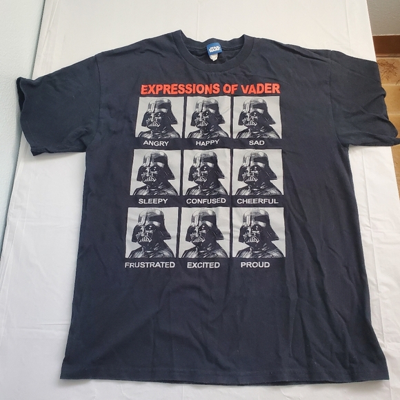Darth Vader Star Wars "Expressions of Vader Angry Happy Sad"Large Black T-shirt - Picture 2 of 9